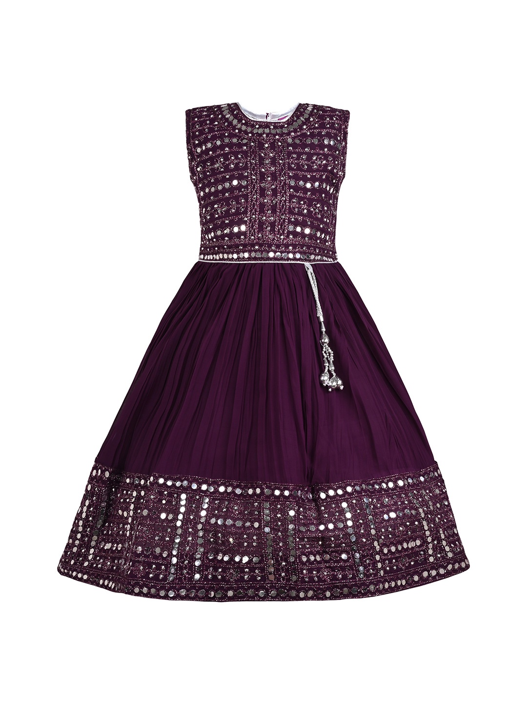 

Wish Karo Girls Sequined Embellished Georgette Maxi A-Line Dress, Pink