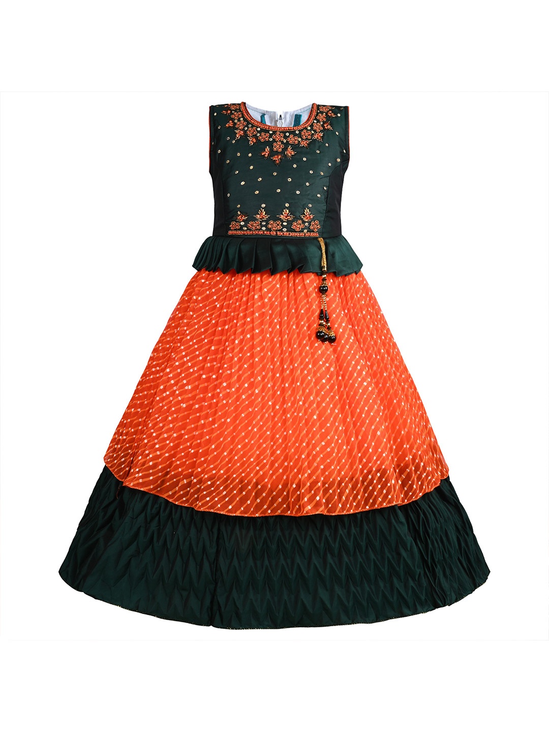

Wish Karo Girls Sequined Embellished Georgette Maxi Dress, Orange