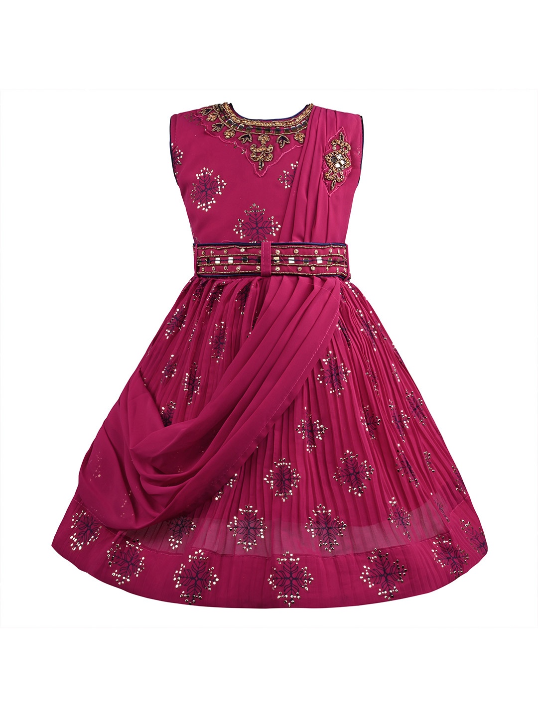 

Wish Karo Girls Embellished Fit & Flare Maxi Dress, Magenta