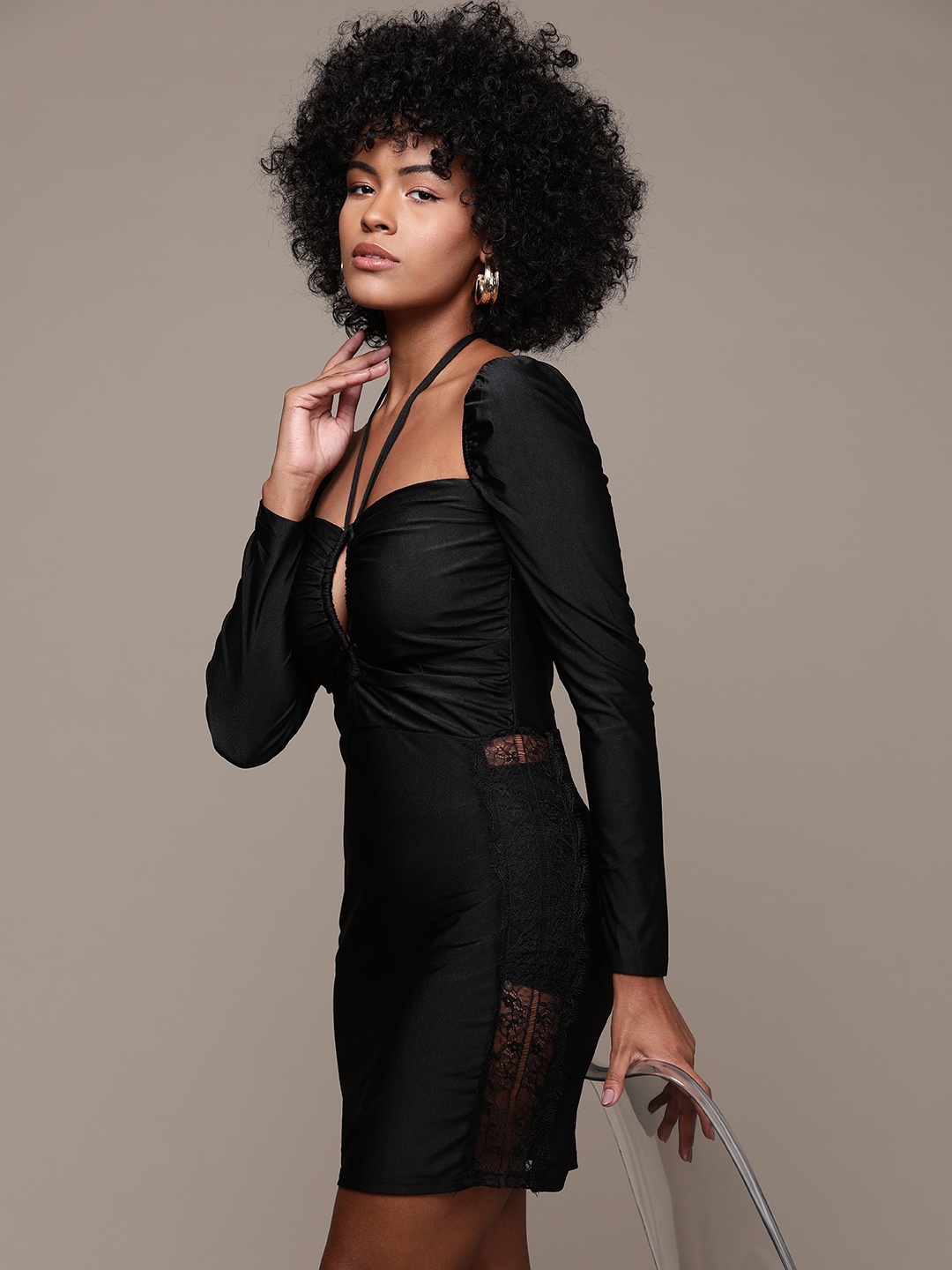 

bebe Party Cut-Outs Bodycon Mini Dress, Black