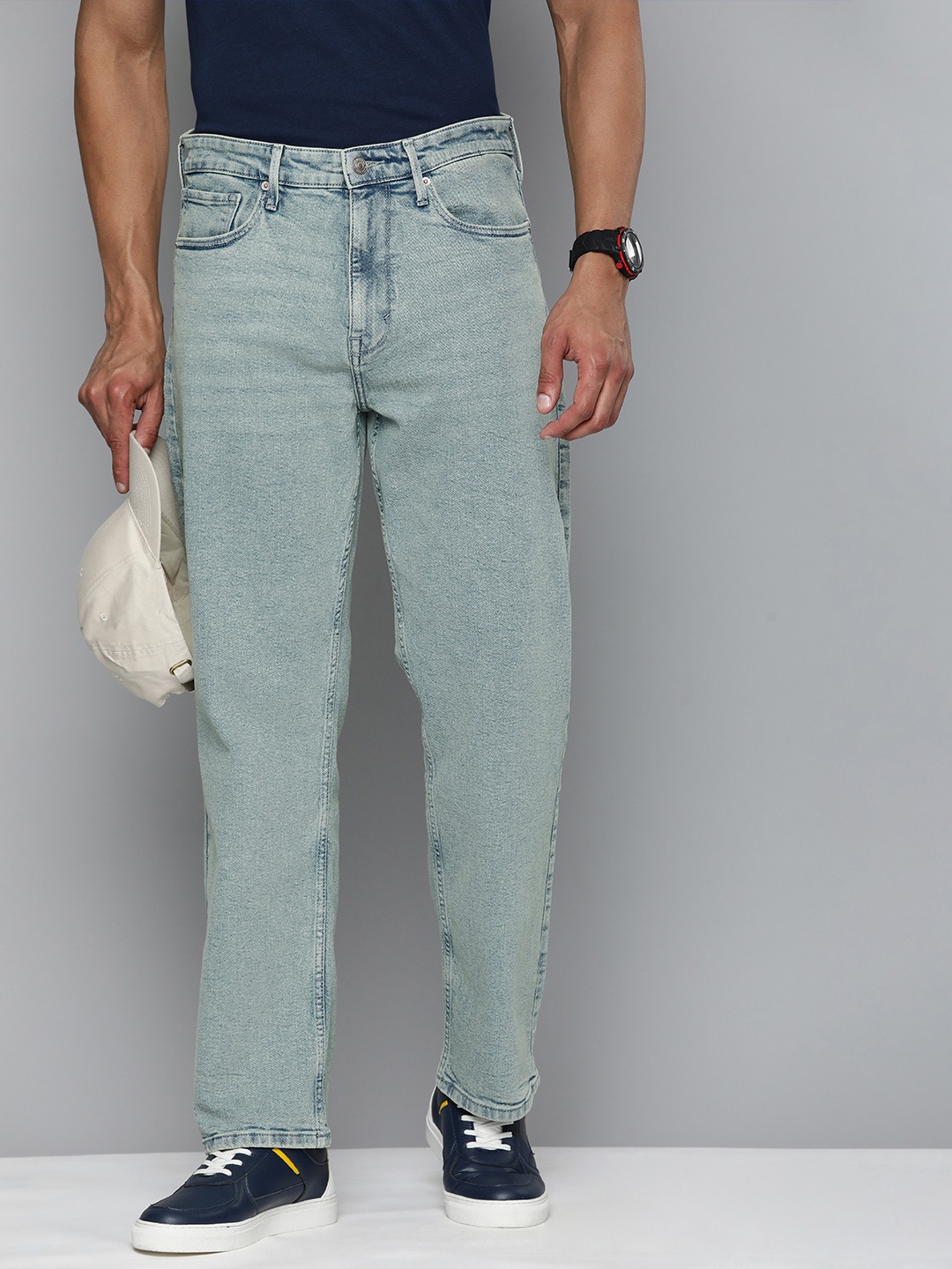 

Flying Machine Men Straight Fit Low-Rise Heavy Fade Stretchable Jeans, Blue