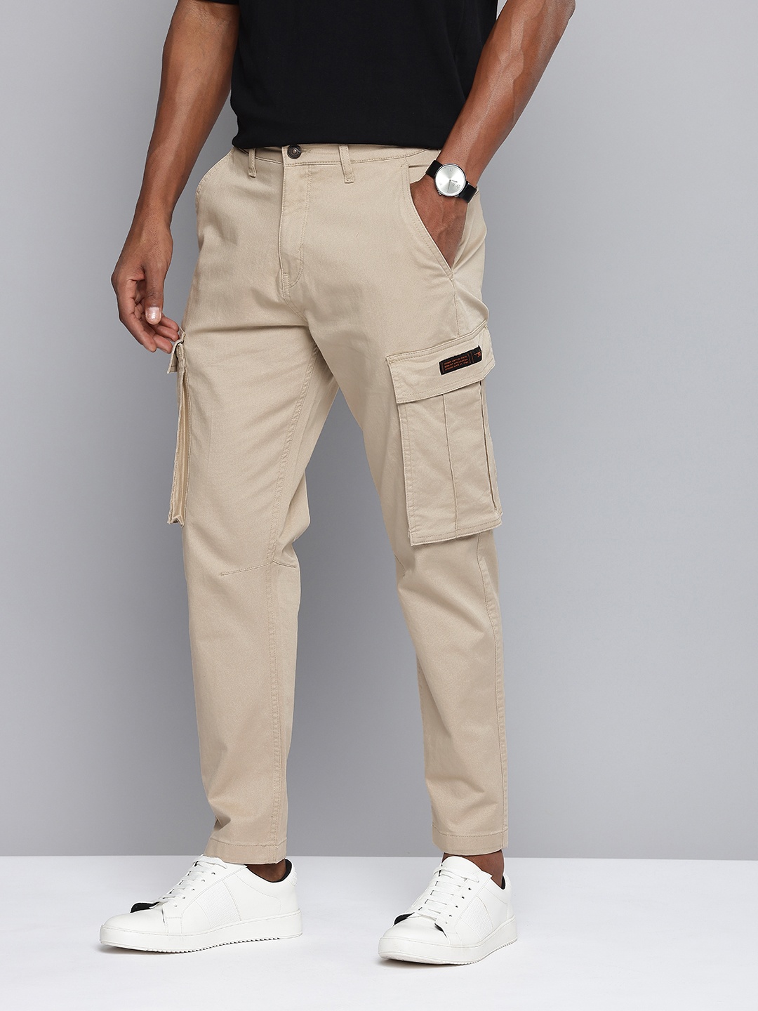 

Flying Machine Men Slim Fit Smart Casual Cargos, Beige