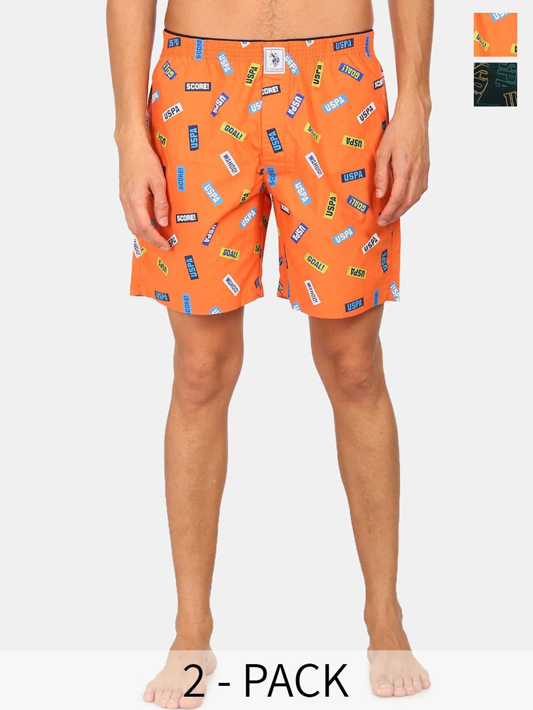 

U.S. Polo Assn. Pack Of 2 Printed Pure Cotton Boxers 15246454-1-22596640-1, Orange