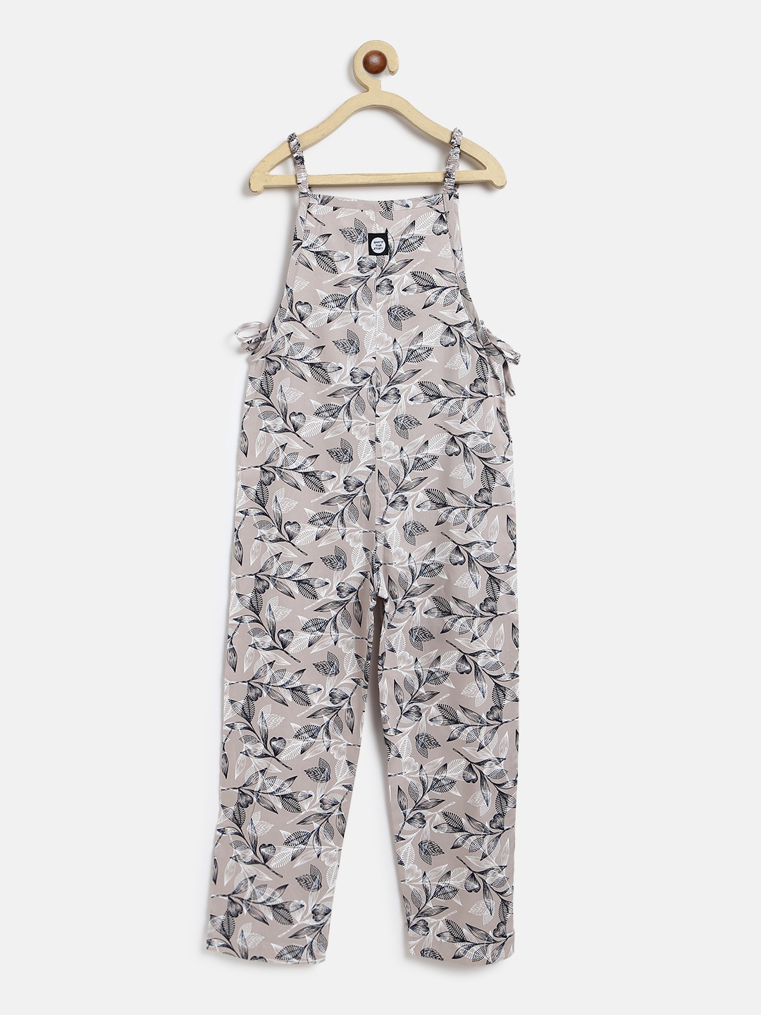 

TALES & STORIES Girls Printed Dungaree, Beige