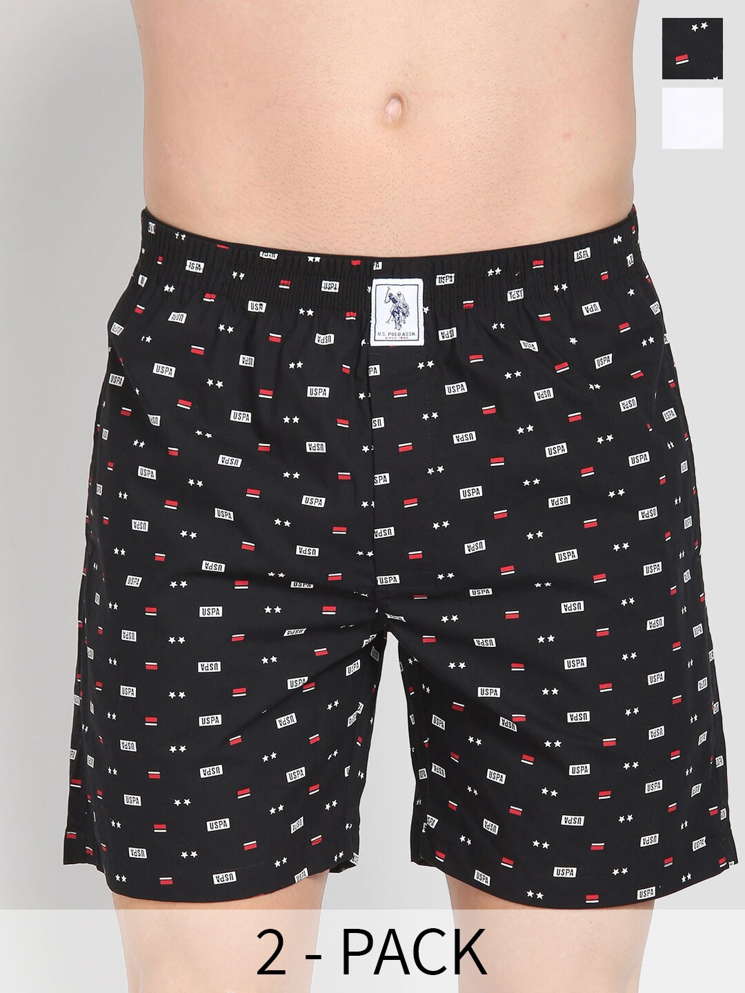 

U.S. Polo Assn. Pack Of 2 Pure Cotton Boxers 26077954-1-10248087-1, Black