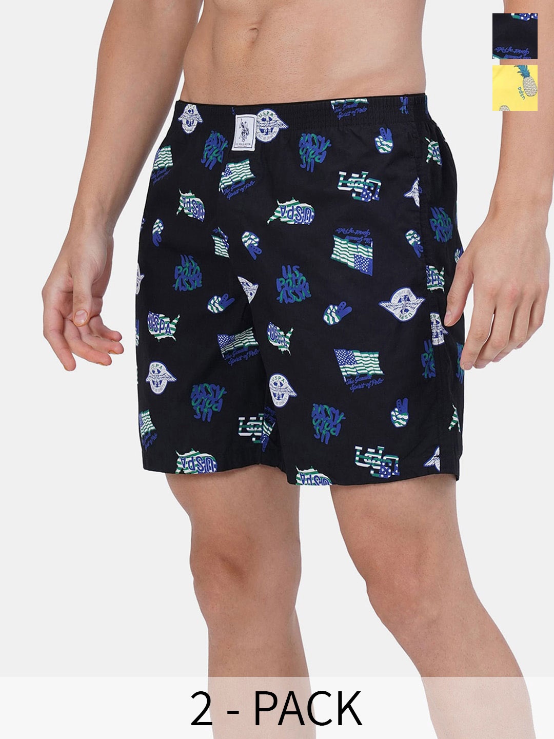 

U.S. Polo Assn. Pack Of 2 Printed Pure Cotton Boxers 17730092-1-15246428-1, Navy blue