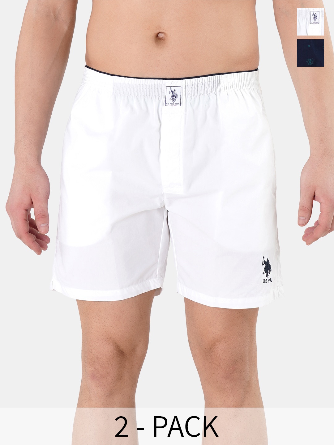 

U.S. Polo Assn. Pack Of 2 Pure Cotton Boxers 10248087-1-22596650-1, White