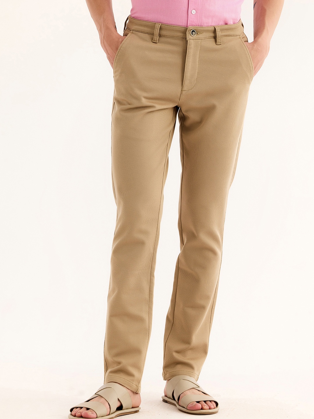 

Red Flame Men Mid-Rise Cotton Slim Fit Trousers, Khaki