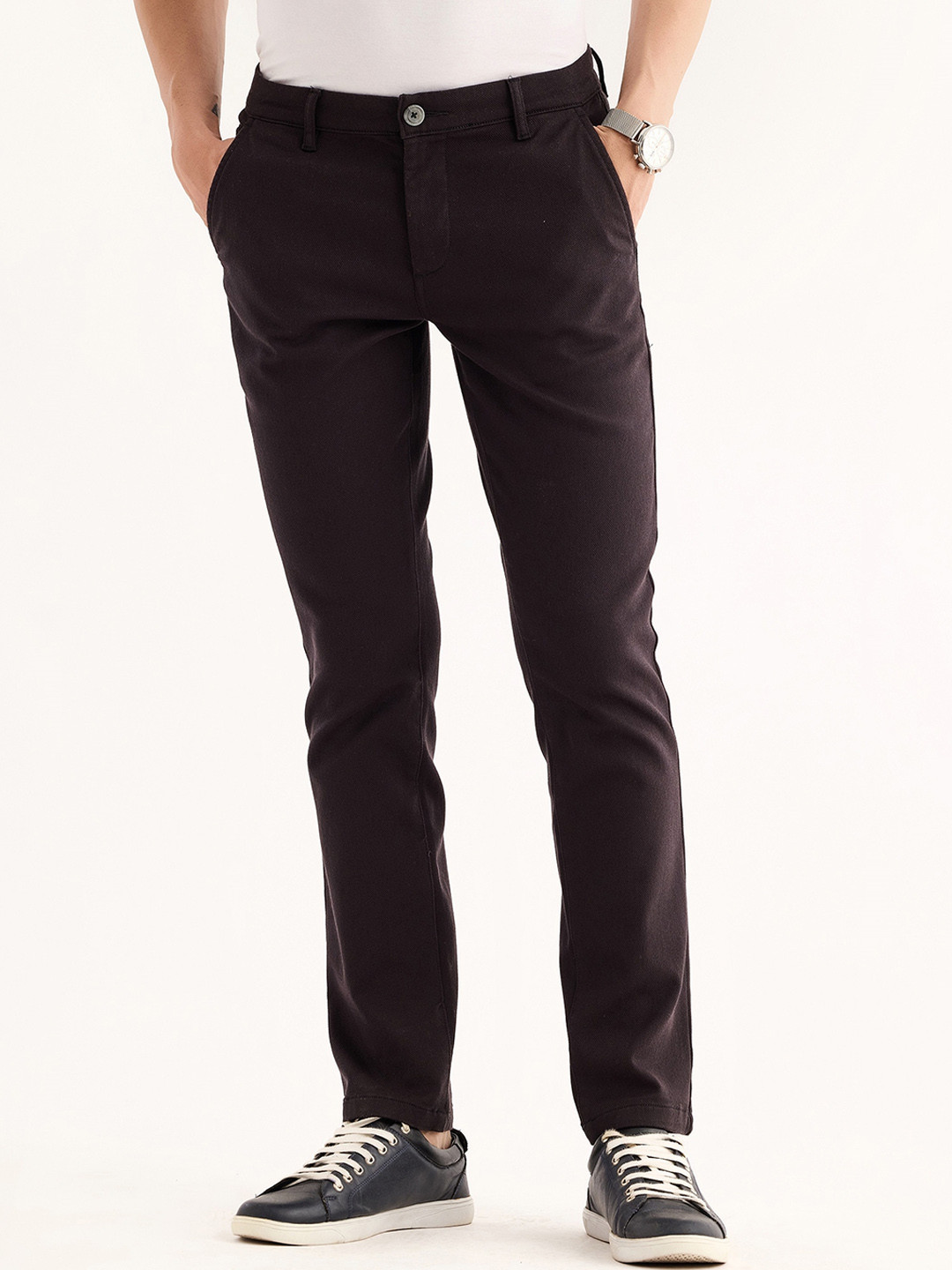 

Red Flame Men Mid-Rise Cotton Slim Fit Trousers, Grey