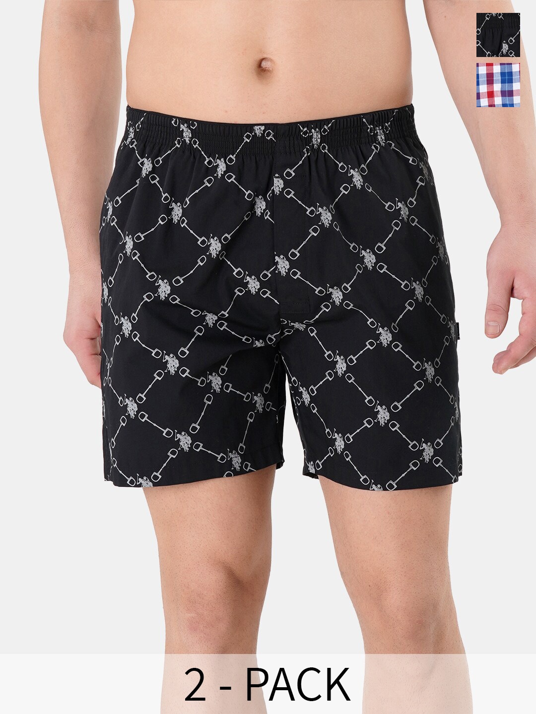 

U.S. Polo Assn. Pack Of 2 Pure Cotton Boxers 23903048-1-22596652-1, Black