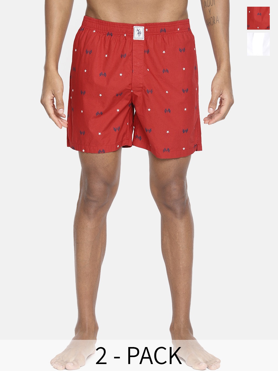 

U.S. Polo Assn. Pack Of 2 Pure Cotton Boxers 9167287-1-10248003-1, Red