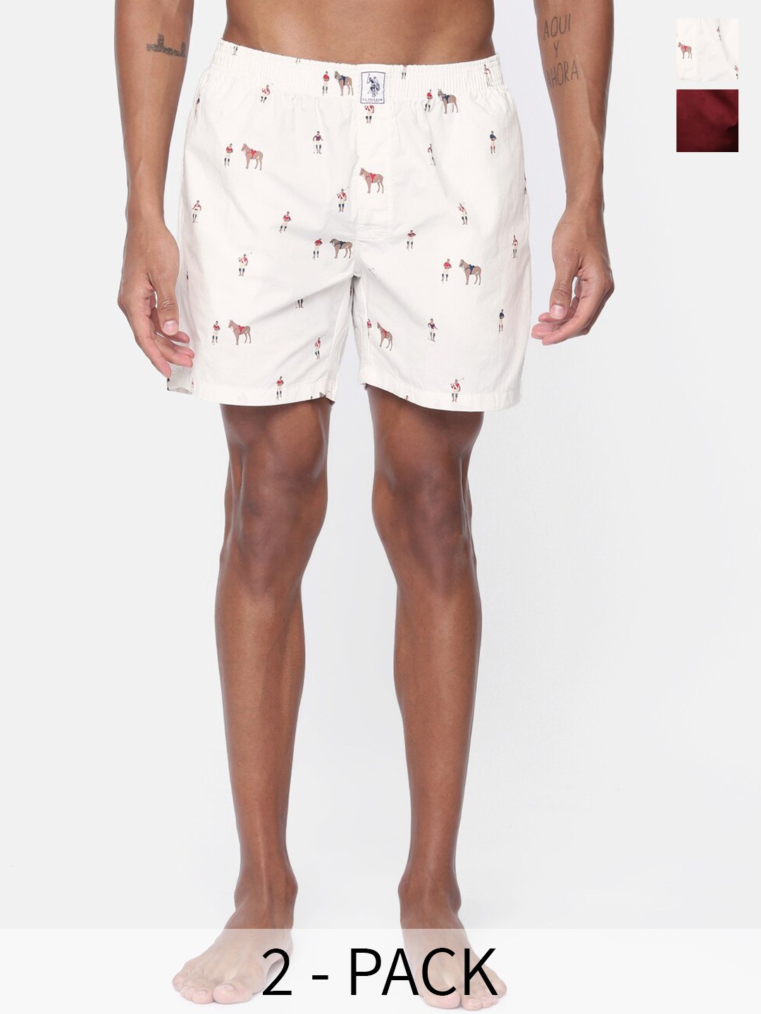 

U.S. Polo Assn. Pack Of 2 Pure Cotton Boxers 14112890-1-9167245-1, Off white