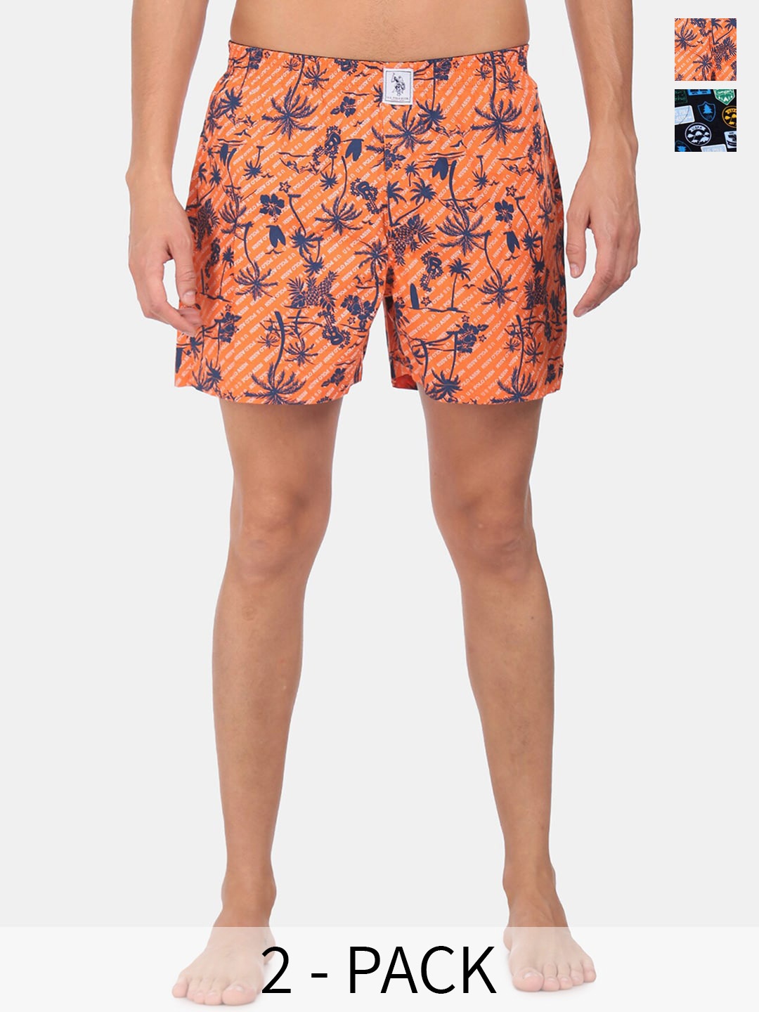 

U.S. Polo Assn. Pack Of 2 Printed Pure Cotton Boxers 22596658-1-15246456-1, Orange