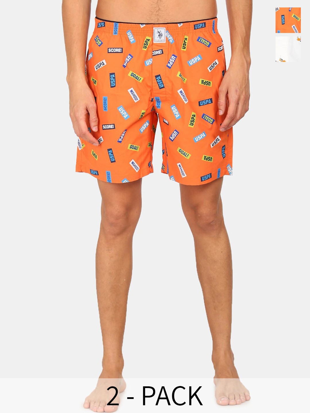 

U.S. Polo Assn. Pack Of 2 Printed Pure Cotton Boxers 15246454-1-26077946-1, Orange