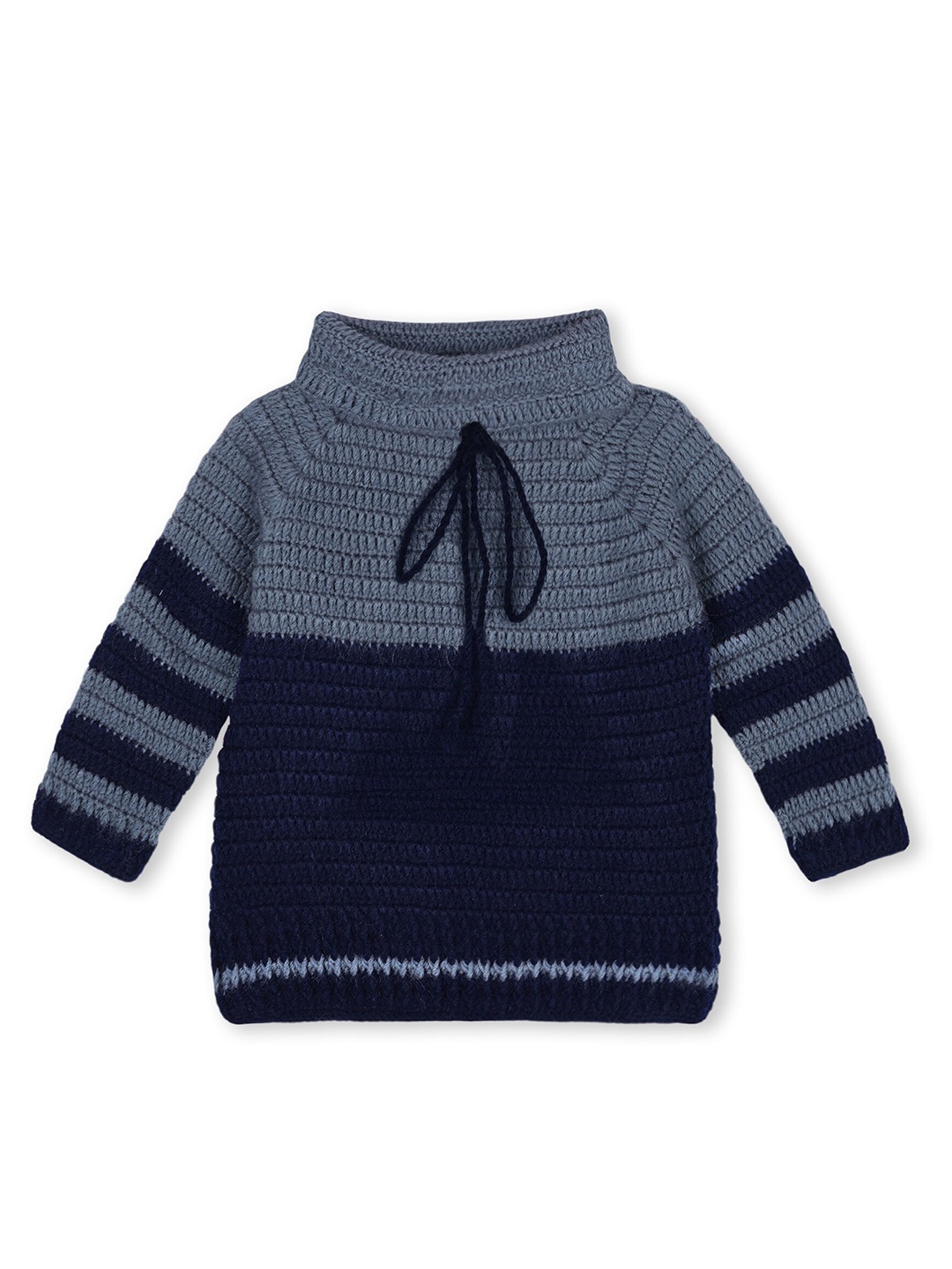 

WINDROP SOLUTIONS Kids Colourblocked Turtle Neck Acrylic Pullover Sweater, Navy blue