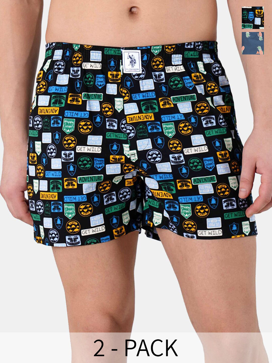 

U.S. Polo Assn. Pack Of 2 Printed Pure Cotton Boxers 22596658-1-15246404-1, Blue