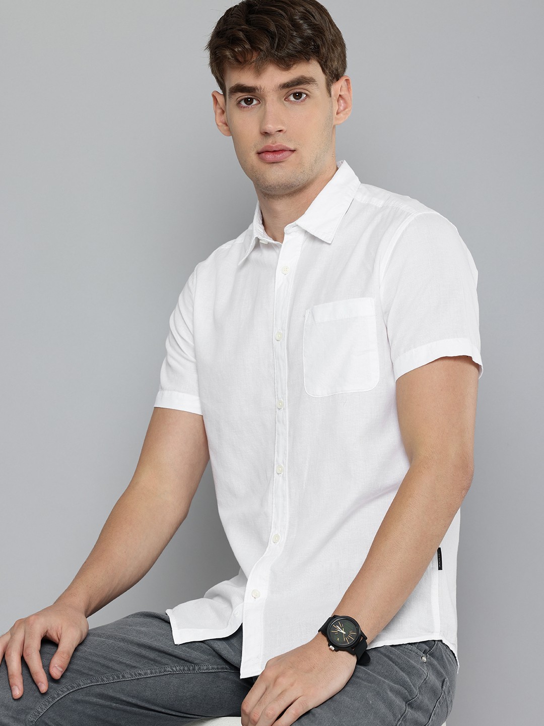 

Flying Machine Men Slim Fit Pure Cotton Casual Shirt, White