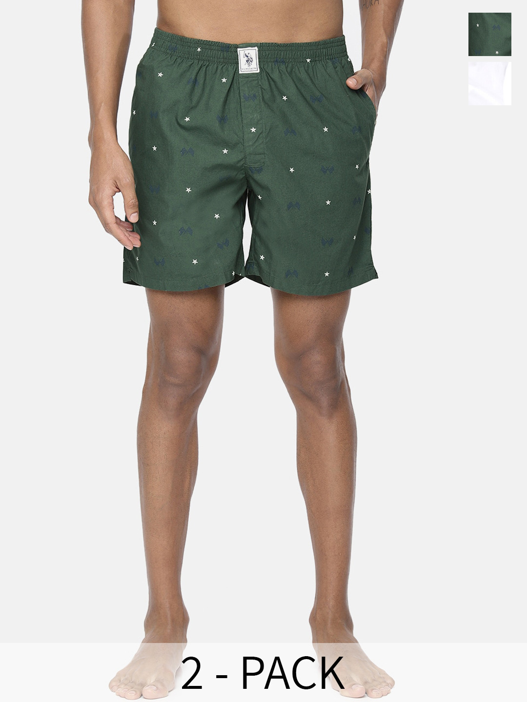 

U.S. Polo Assn. Pack Of 2 Pure Cotton Boxers 9167269-1-10248003-1, Green