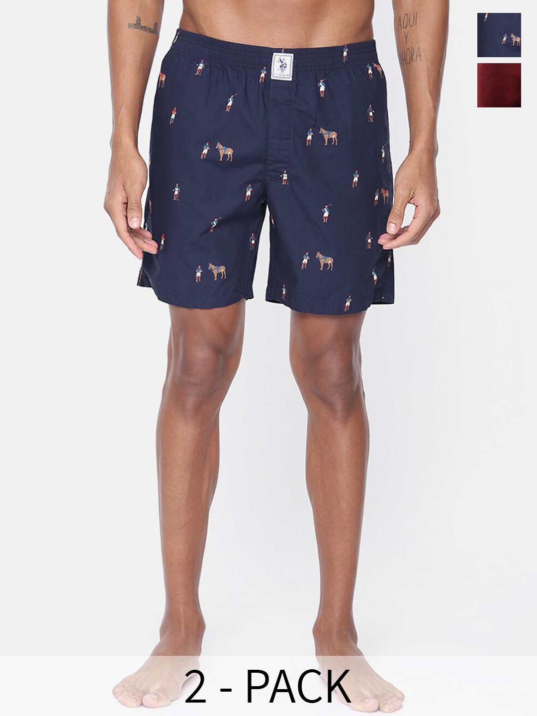 

U.S. Polo Assn. Pack Of 2 Pure Cotton Boxers 9167251-1-14112890-1, Navy blue