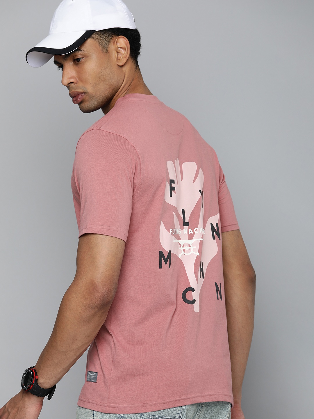 

Flying Machine Printed Pure Cotton T-shirt, Rose