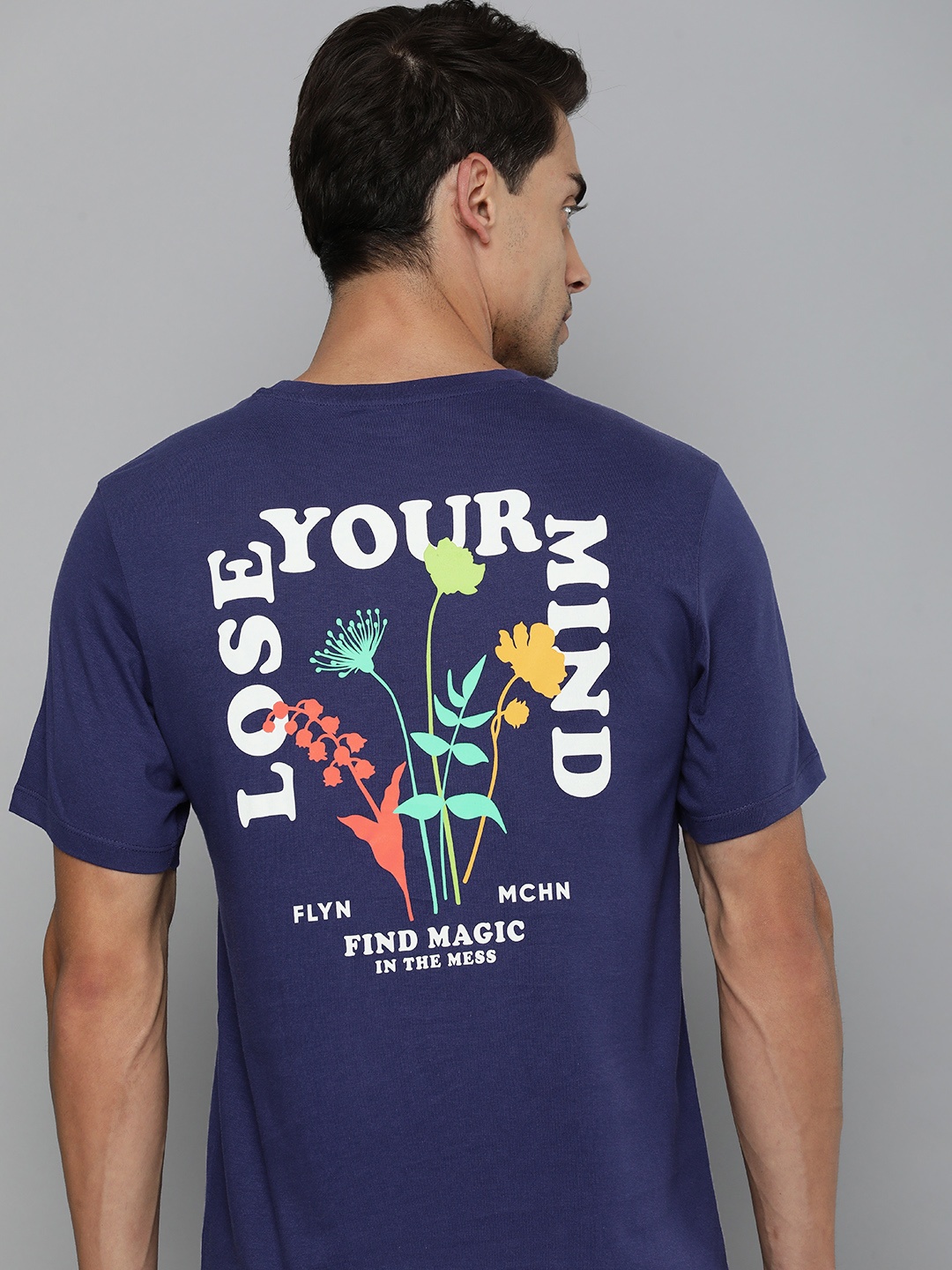 

Flying Machine Pure Cotton Graphic Printed Casual T-shirt, Blue