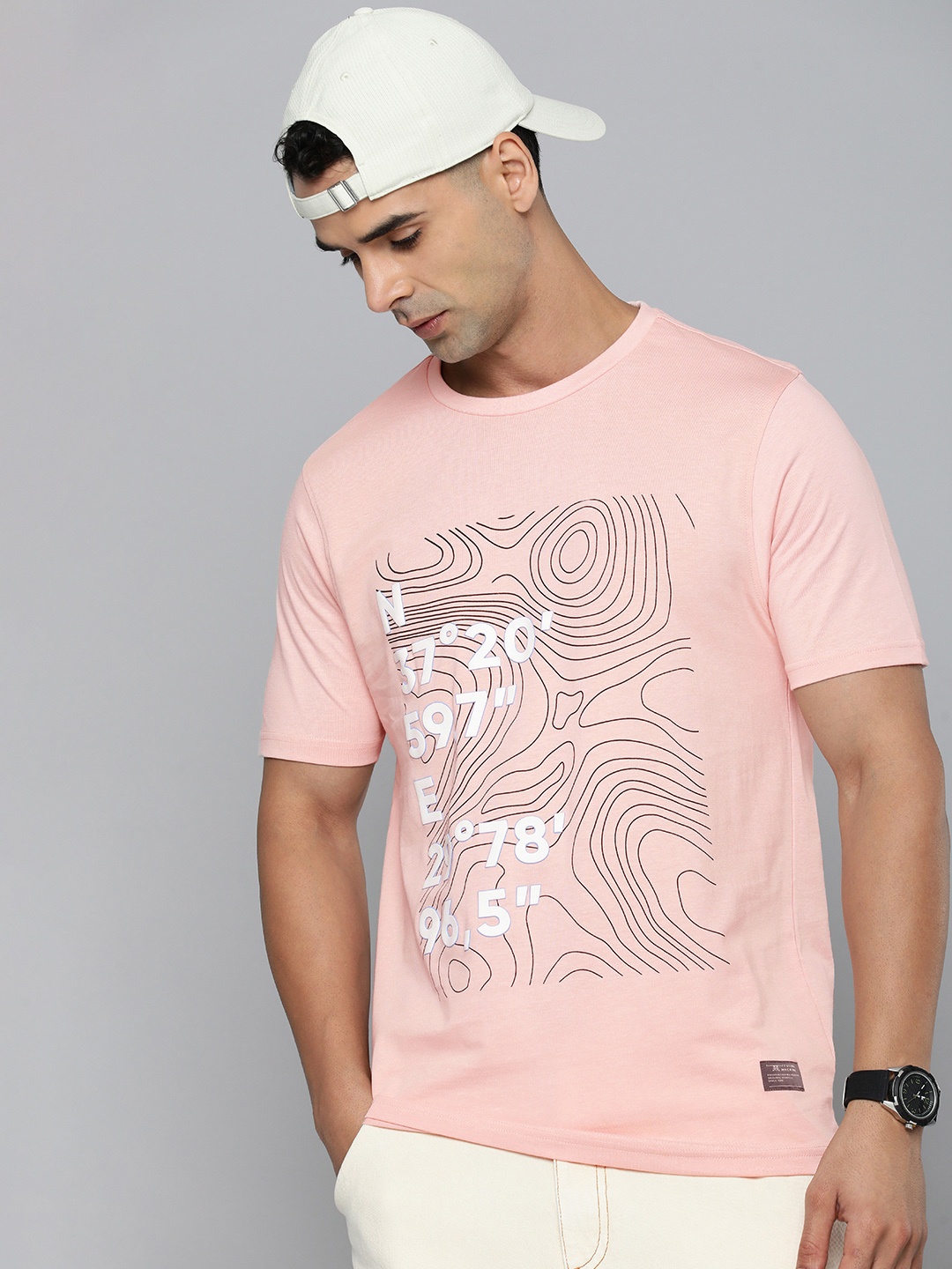 

Flying Machine Pure Cotton Graphic Printed Casual T-shirt, Pink