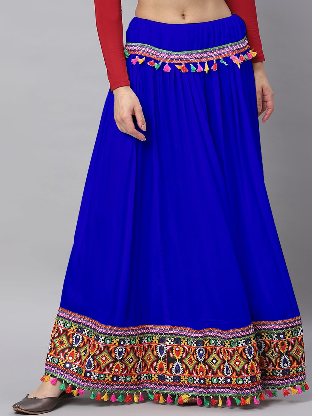 

BANJARA INDIA Embroidered Flared Maxi Skirts, Blue