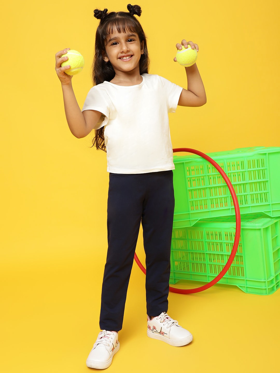 

TALES & STORIES Girls Cotton Slim-Fit Leggings, Navy blue