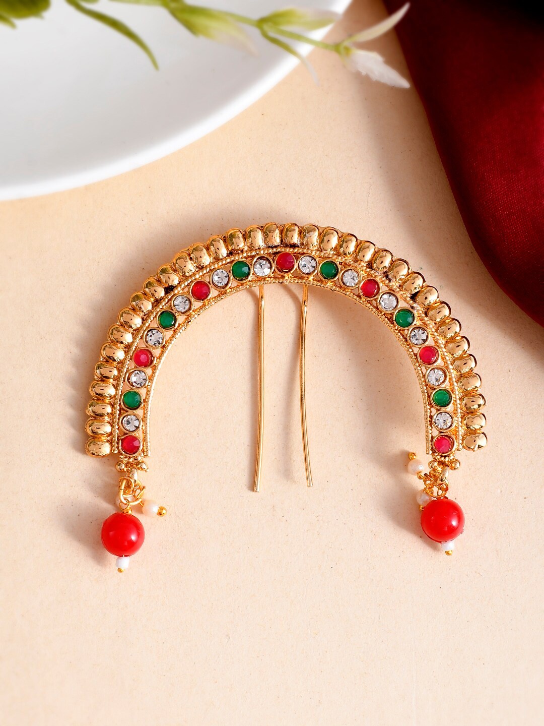 

Silvermerc Designs Embellished Bumpit Hair Pin, Gold