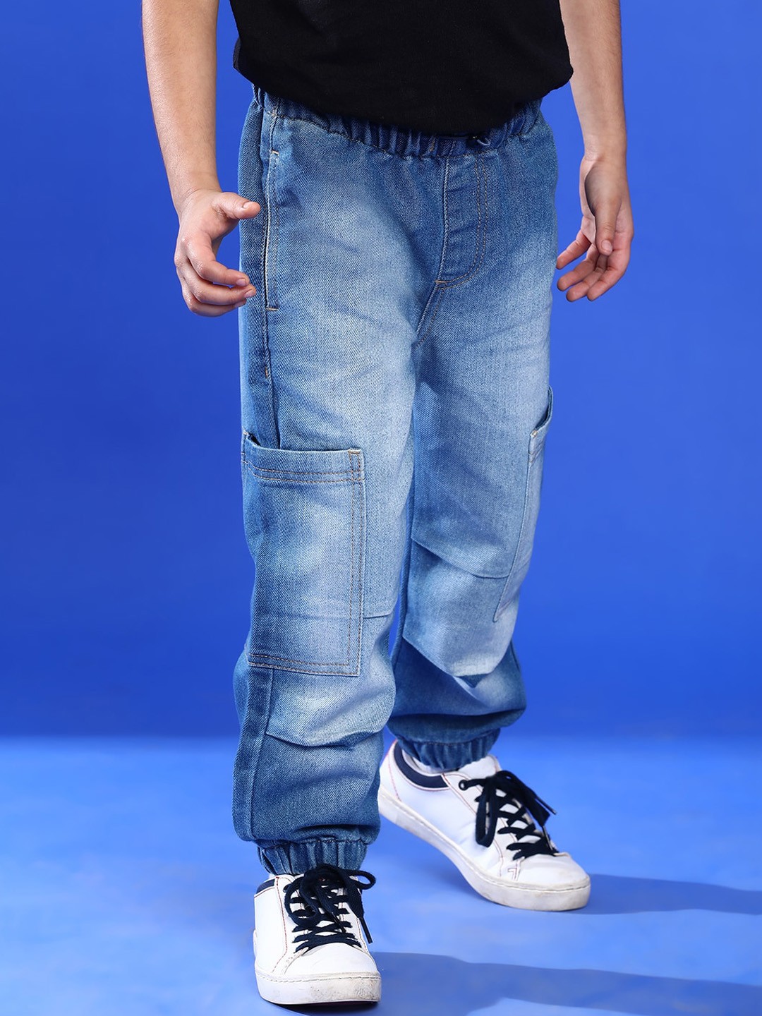 

TALES & STORIES Boys Mid-Rise Loose Fit Trousers, Blue