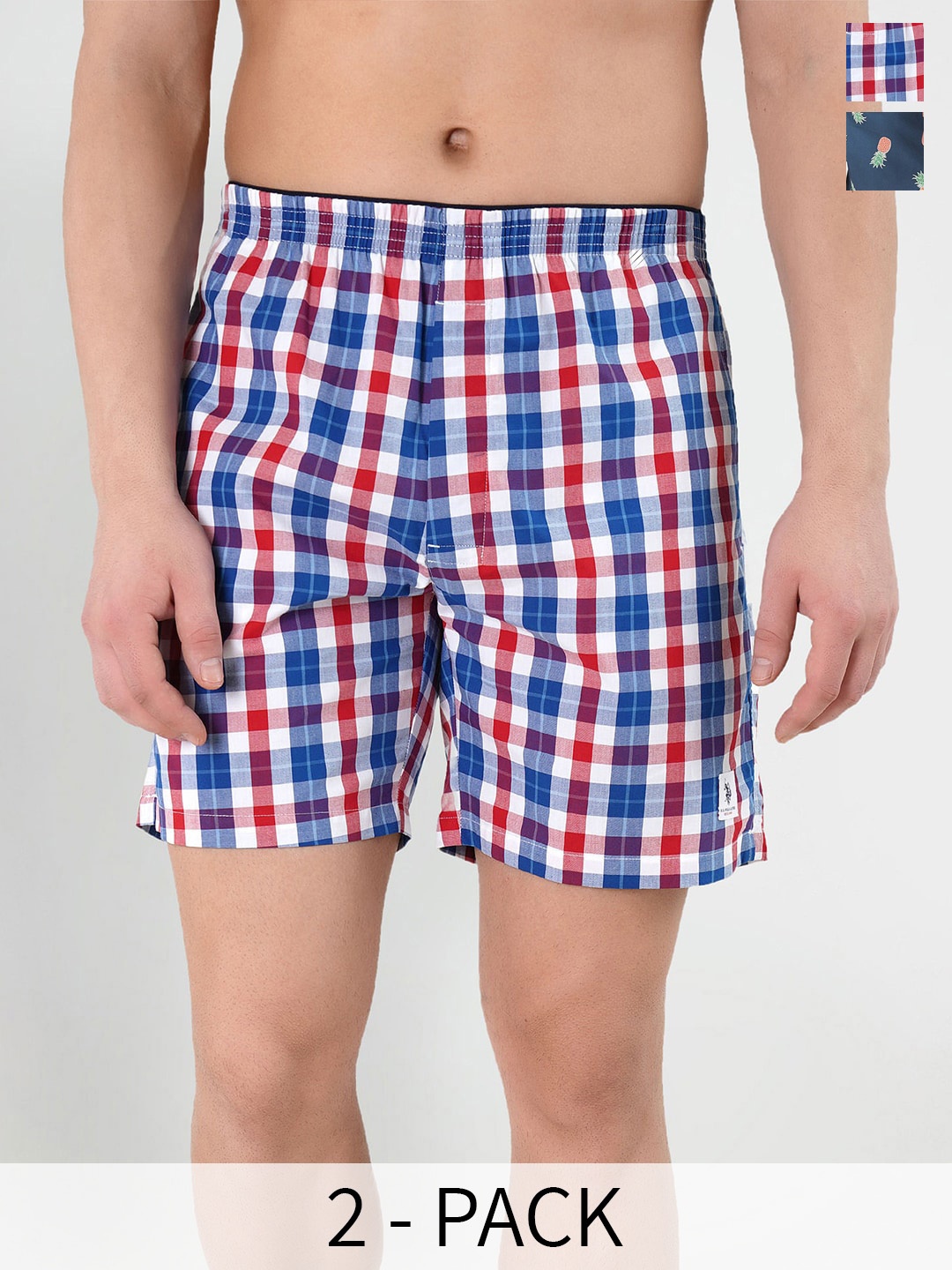 

U.S. Polo Assn. Pack Of 2 Printed Pure Cotton Boxers 23903048-1-15246404, Blue