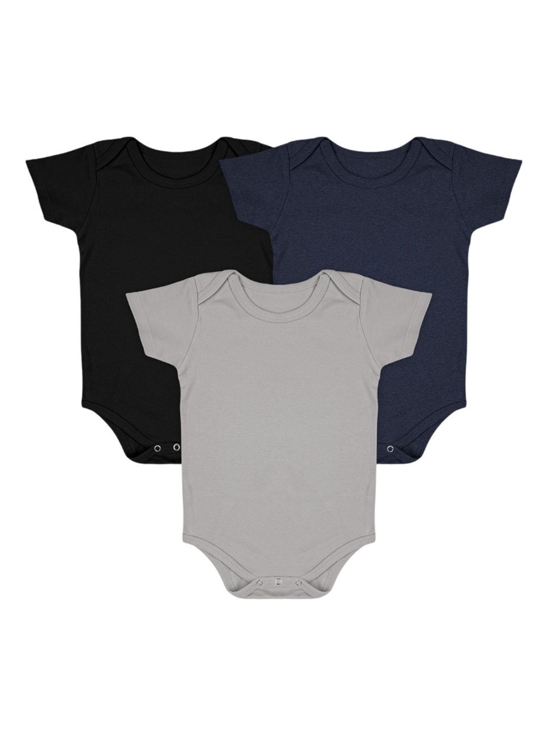 

Moms Home Infants Pack Of 3 Pure Cotton Bodysuits, Black