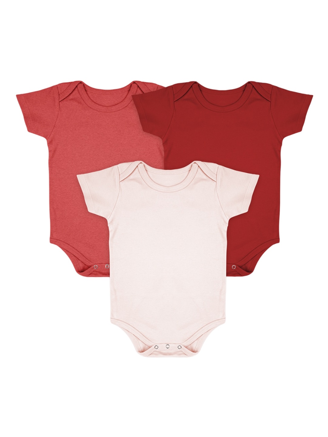 

Moms Home Baby Onesie Infants Pack Of 3 Pure Cotton Bodysuits, Coral