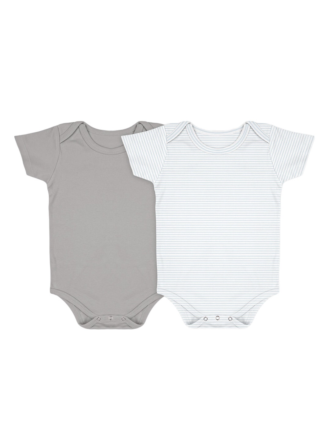 

Moms Home Baby Onesie Infants Pack Of 2 Pure Cotton Baby Half Sleeves Bodysuit, Grey