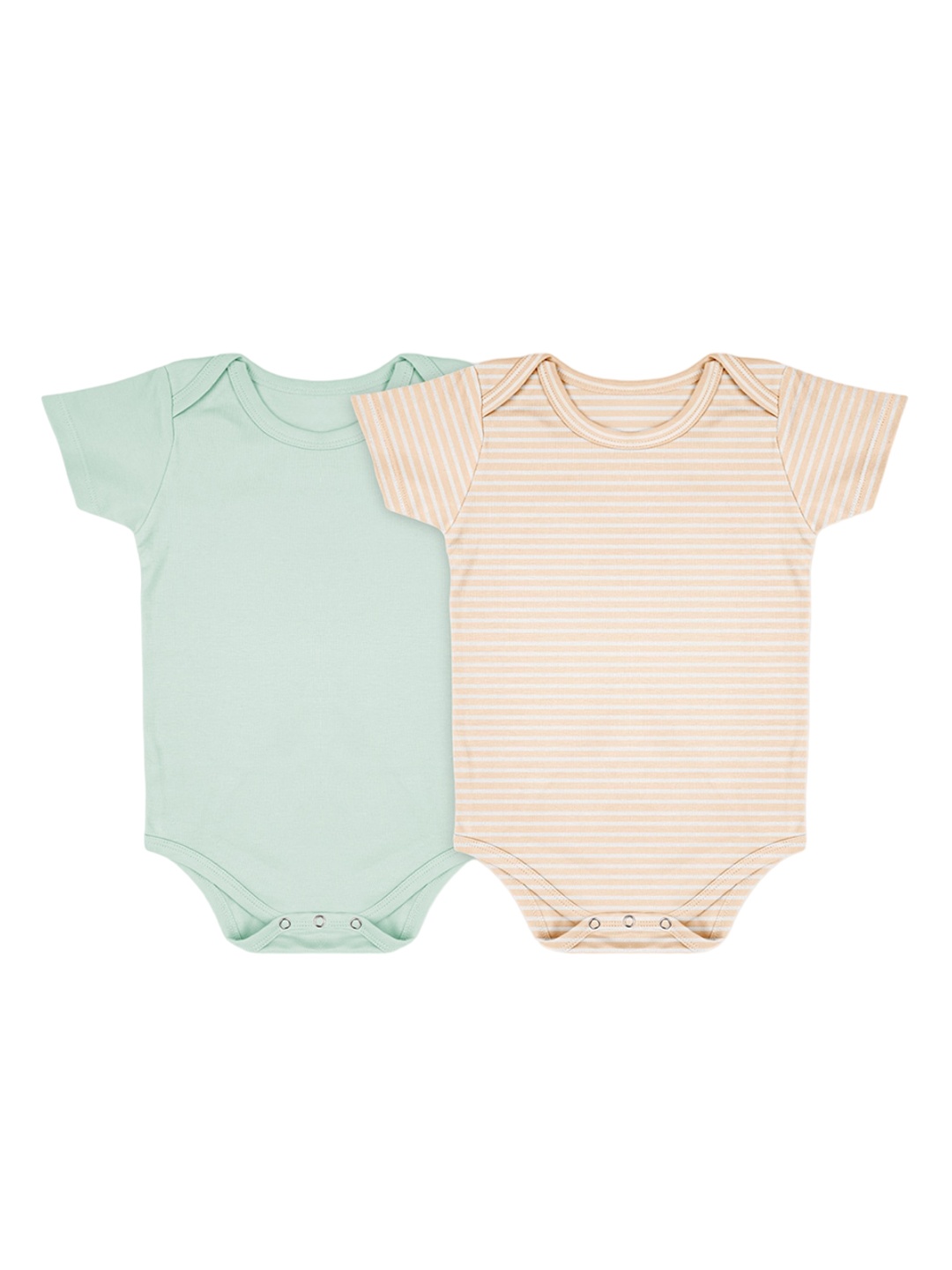 

Moms Home Infants Pack Of 2 Organic Cotton Baby Half Sleeves Bodysuit, Green