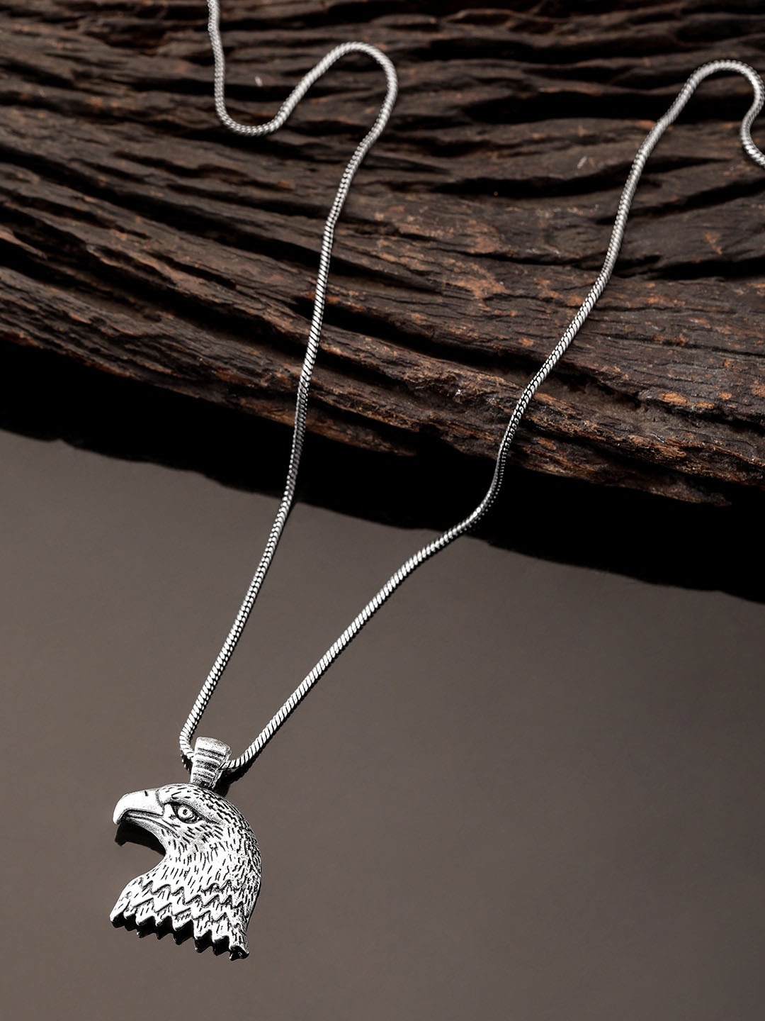 

The Roadster Lifestyle Co. Rhodium-Plated Eagle Motif Pendants with Chain, Silver
