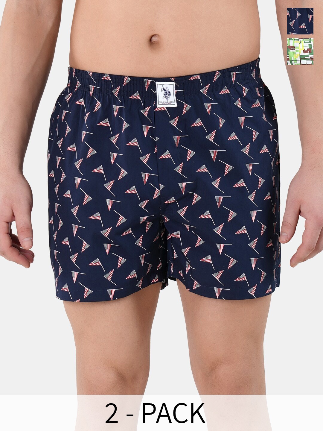 

U.S. Polo Assn. Pack Of 2 Printed Pure Cotton Boxers 25048640-1-22596662, Navy blue