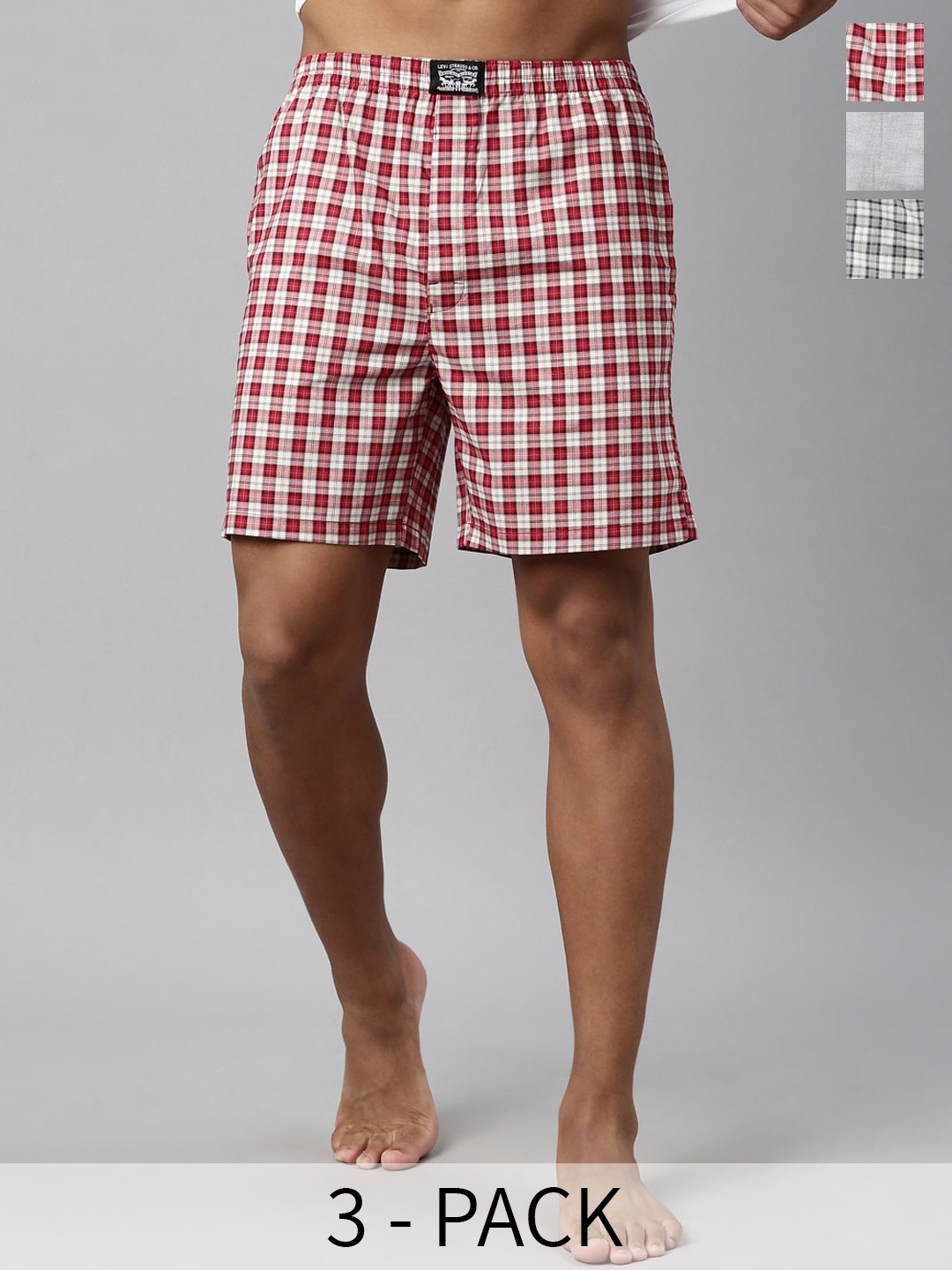 

Levis Pack Of 3 Checked Pure Cotton Boxers 20201326-1-21030552, Assorted