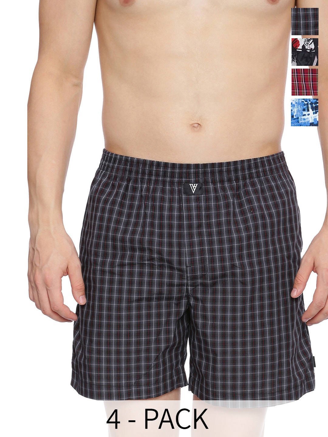 

Van Heusen Pack Of 4 Checked Pure Cotton Boxers 21684380-1-2113630, Assorted