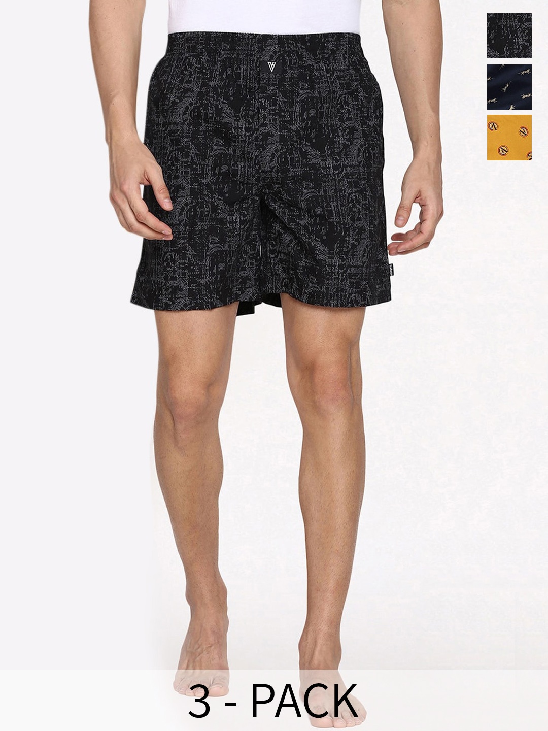 

Van Heusen Pack Of 3 Printed Pure Cotton Boxers 15672662-1-22281182, Black