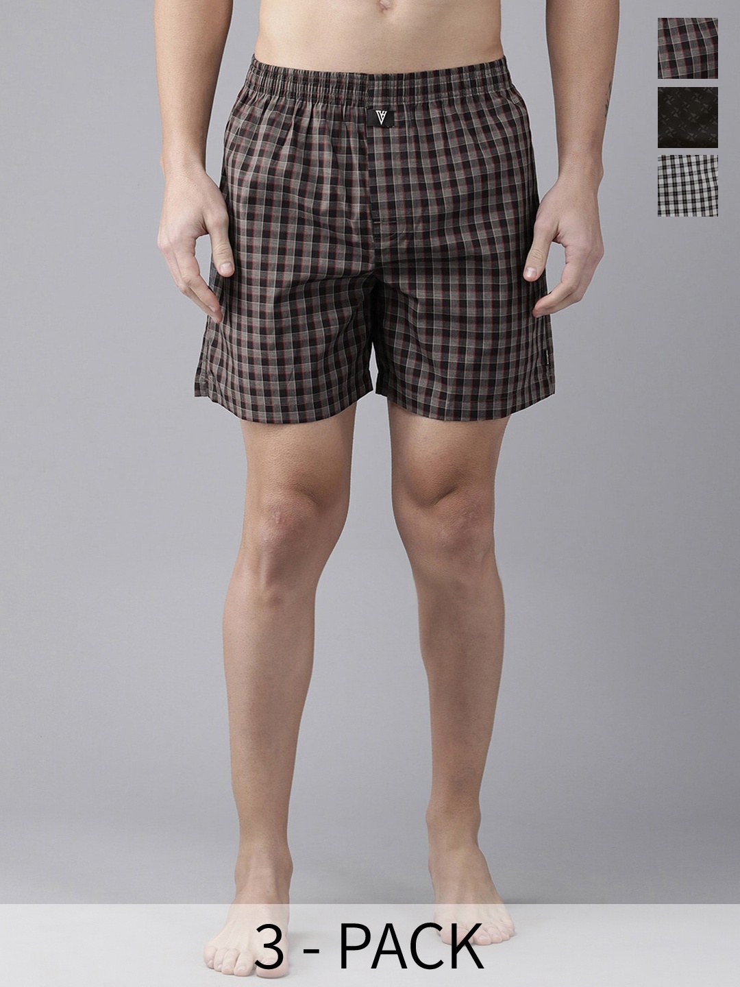 

Van Heusen Pack Of 3 Printed Pure Cotton Boxers 18941192-1-18941132, Black