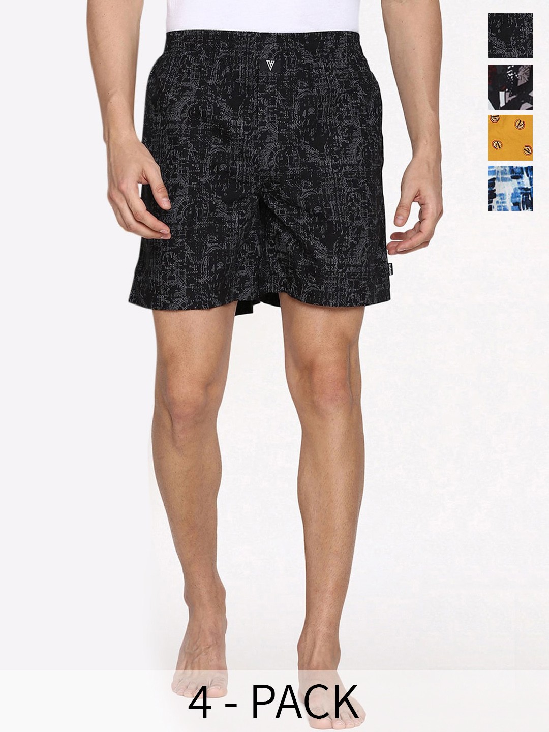 

Van Heusen Pack Of 4 Printed Pure Cotton Boxers 21684380-1-22281182, Black