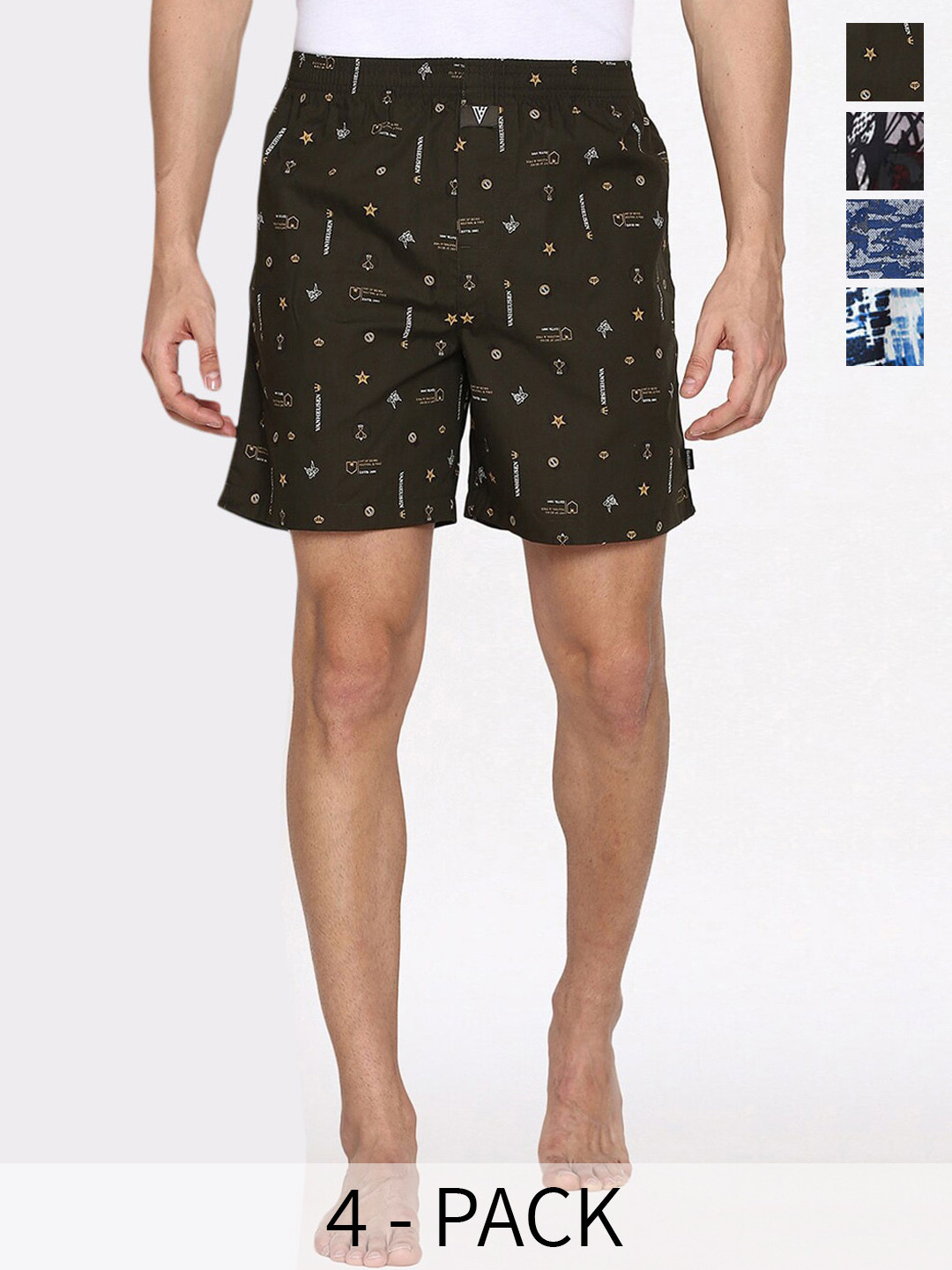 

Van Heusen Pack Of 4 Printed Pure Cotton Boxers 22281186-1-21684380, Blue
