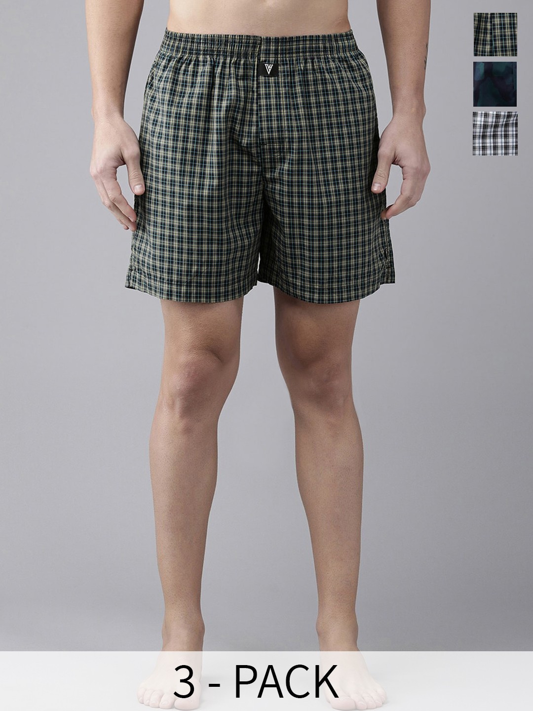 

Van Heusen Pack Of 3 Checked Pure Cotton Boxers 18941194-1-18941150, White