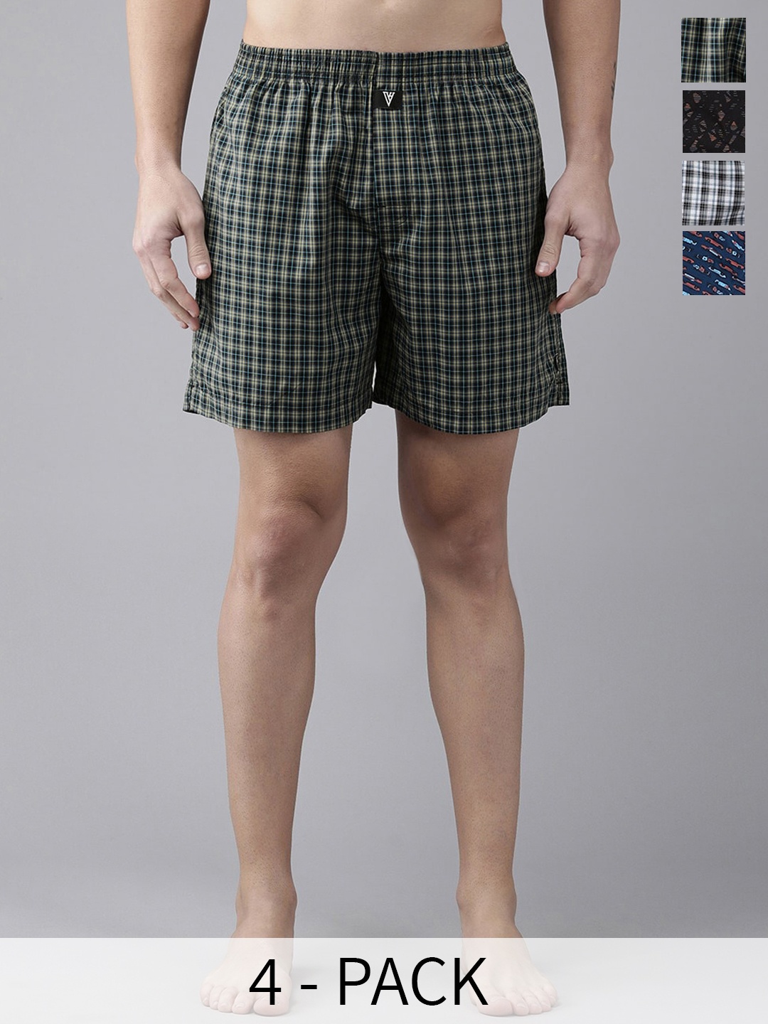 

Van Heusen Pack Of 4 Checked Pure Cotton Boxers 22281184-1-18941194, White