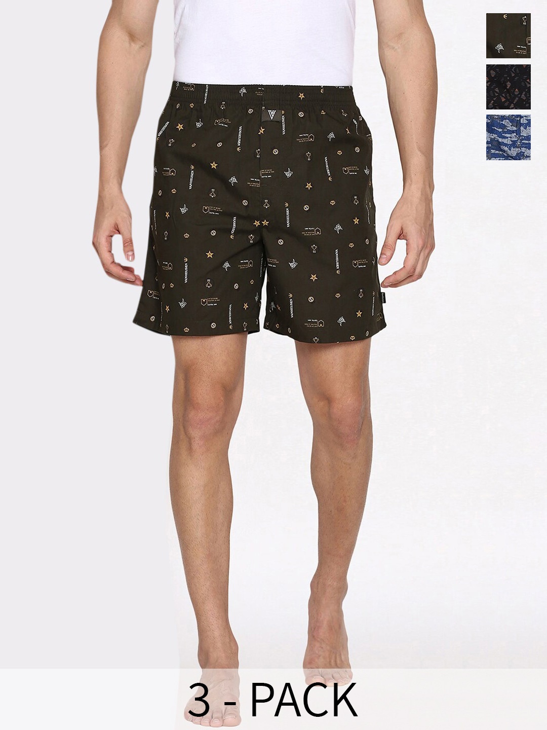 

Van Heusen Pack Of 2 Printed Pure Cotton Boxers 22281184-1-22281186, Blue
