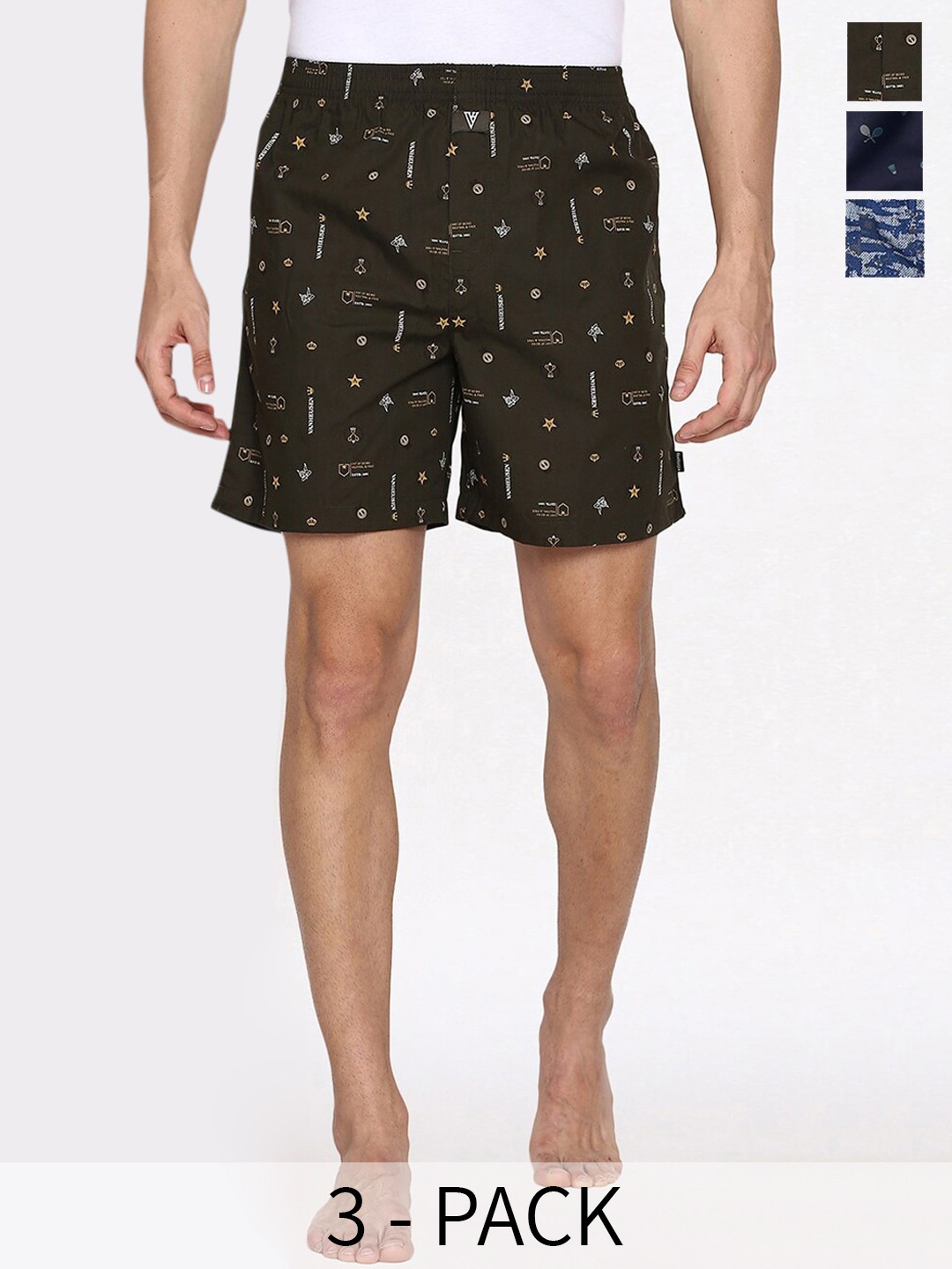 

Van Heusen Pack Of 3 Printed Pure Cotton Boxers 22281186-1-18941118, Blue