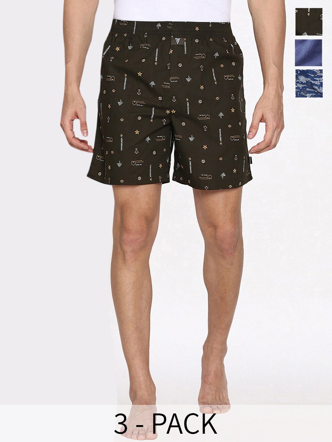 

Van Heusen Pack Of 3 Printed Pure Cotton Boxers 22281186-1-18941148, Blue