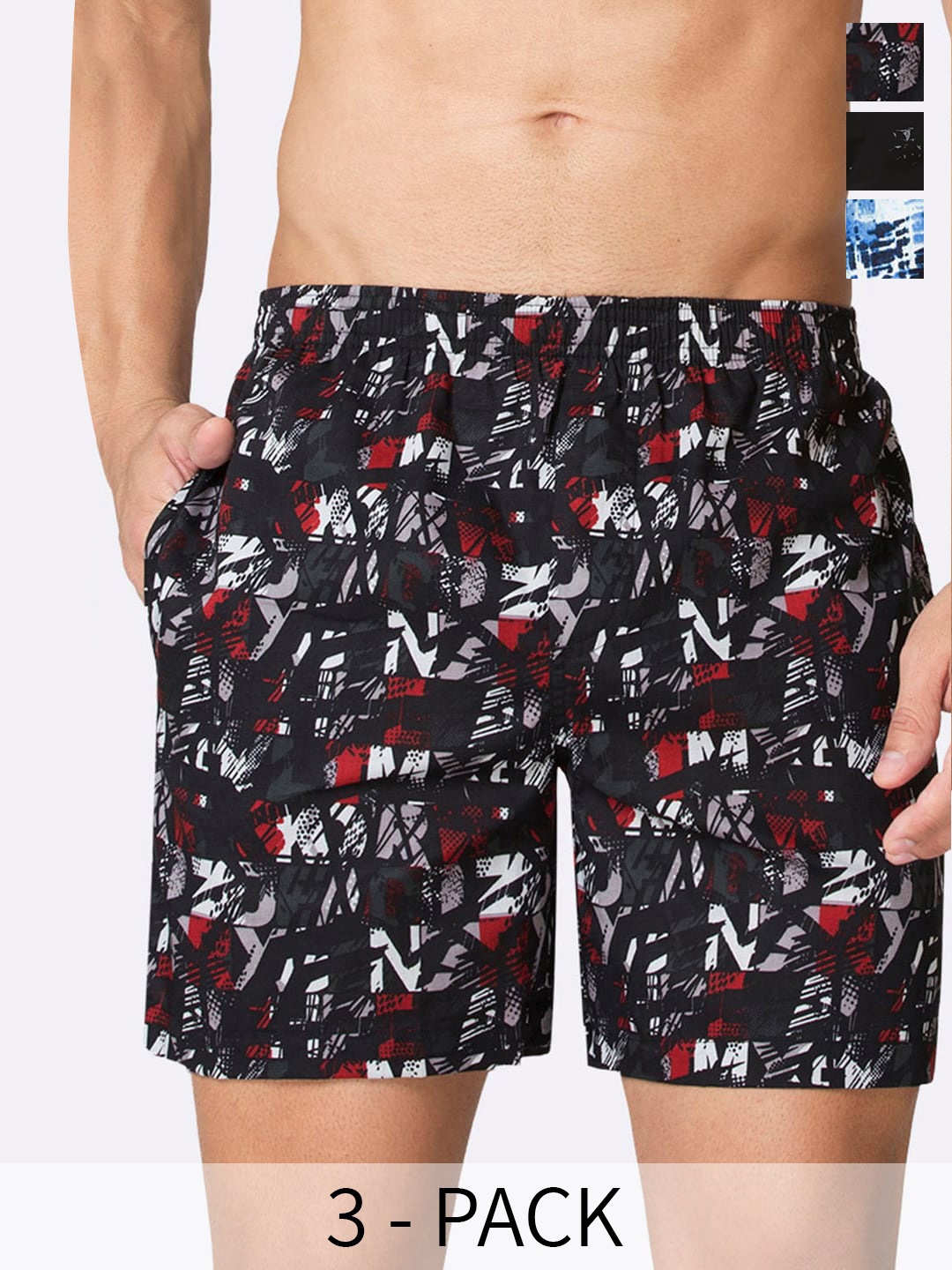

Van Heusen Pack Of 3 Printed Pure Cotton Boxers 21684380-1-18941142, Blue