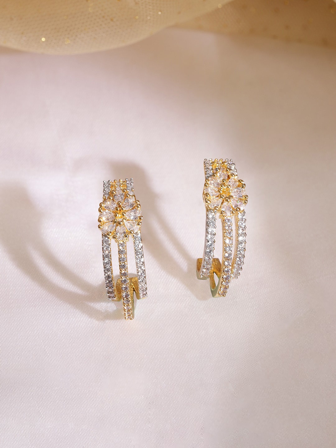 

Rubans Women 18KT Gold Plated Zirconia Studded Drop Earrings